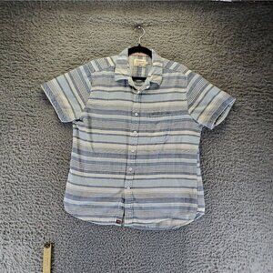 The Normal Brand Shirt Mens Large Blue Striped Lightweight Short Sleeve Button